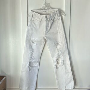 Frame Le Jane crop white distressed denim. Size 24. New from Nordstrom